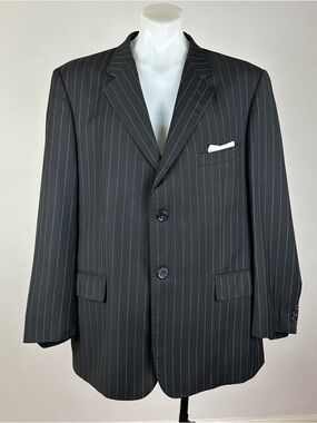 Patrick James 3XL Men's Black Pinstripe Blazer with White Stripe